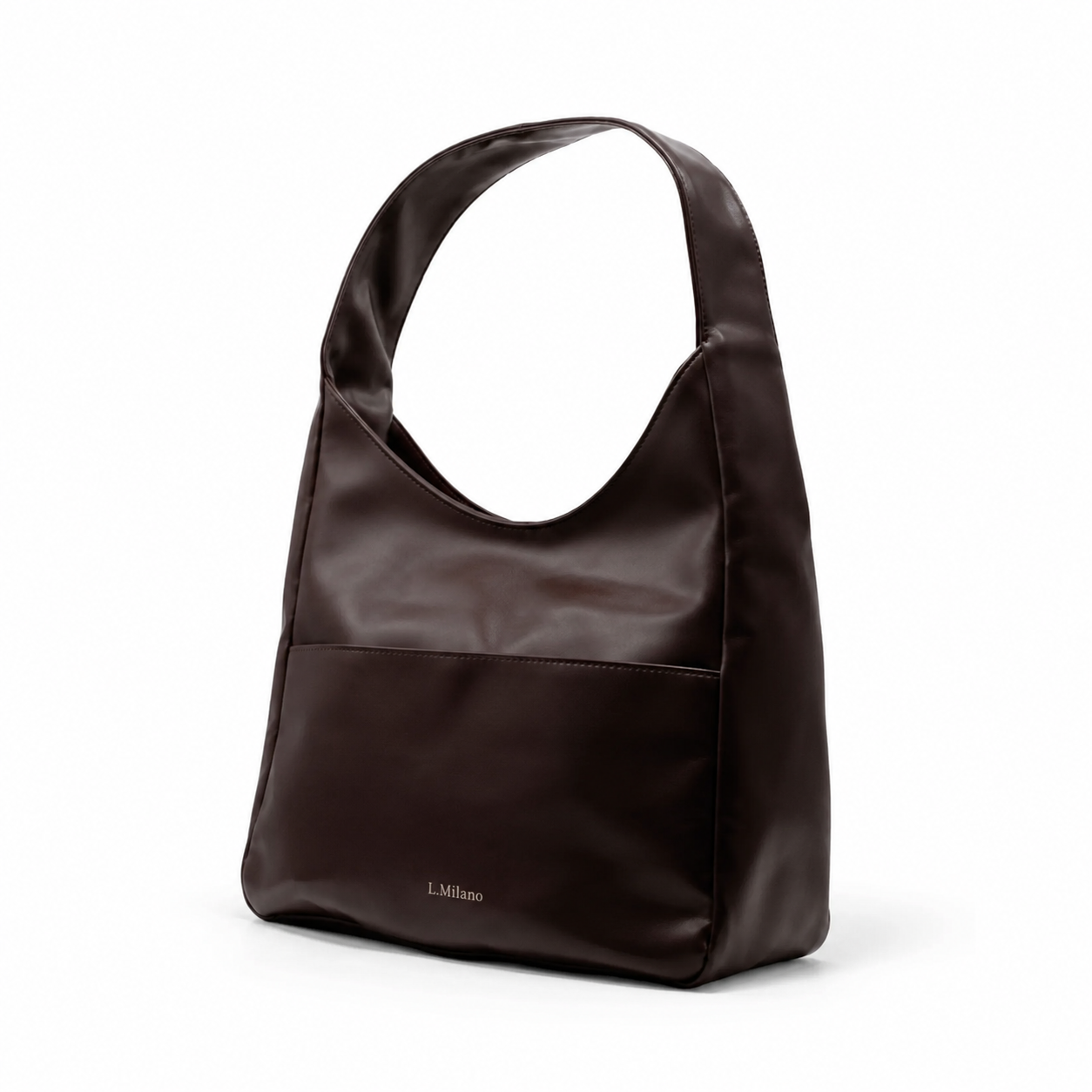 Bolso Milano en marrón chocolate, de perfil
