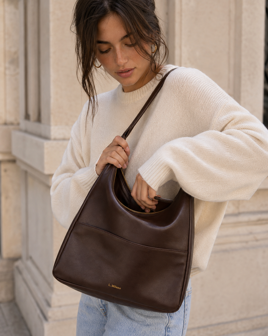 Bolso Milano en marrón chocolate, de calle