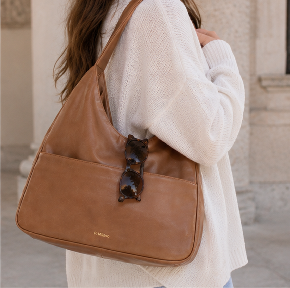 Bolso Milano en marrón terracota, de cerca